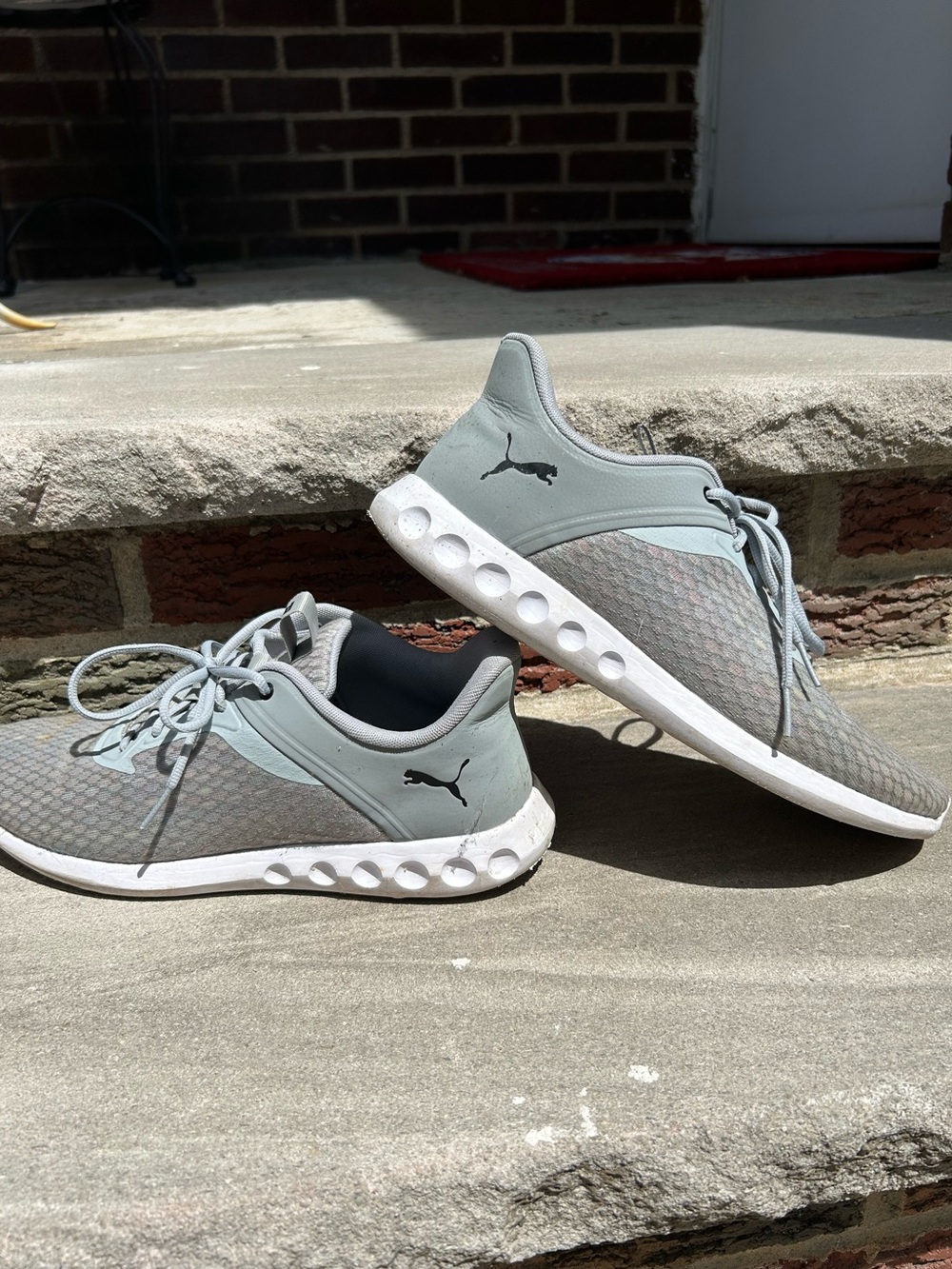 Puma Light Gray Mesh Men's Sneakers with White Bubble Sole